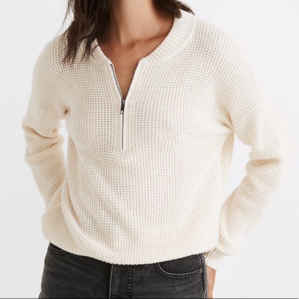 Madewell✨ sz. M Waffle Enfield Half-Zip Sweater